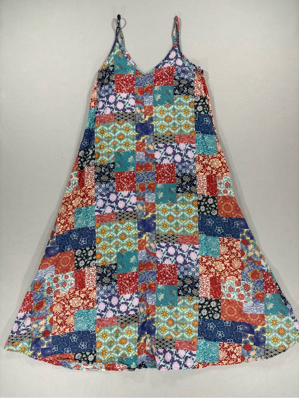 Natural life cotton Multicolor Patchwork Maxi Slip Dress S